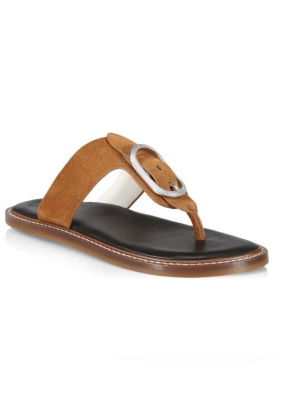 RAG & BONE Ansley Suede Thong Sandals Cuoro Brown
